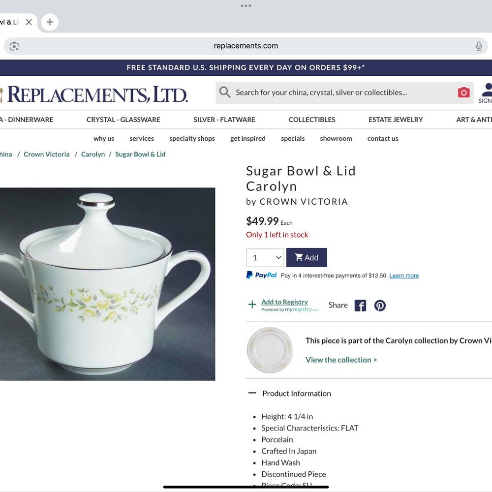 Crown Victoria - Carolyn - Sugar Bowl & Lid